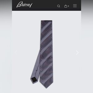 Brioni Black and Silver Striped Silk Tie